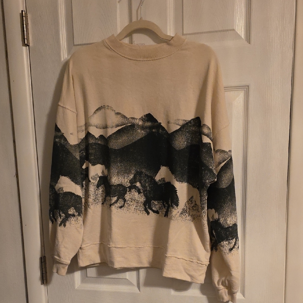 Free People And Ragabond, Black and Cream Crewneck Sweater XS - Picture 3 of 4